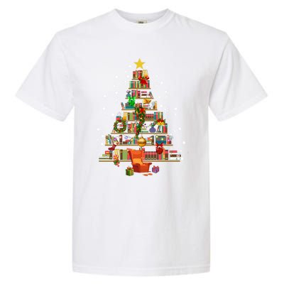 Christmas Tree Made Of Books Book Tree Bookworm Christmas Meaningful Gift Garment-Dyed Heavyweight T-Shirt