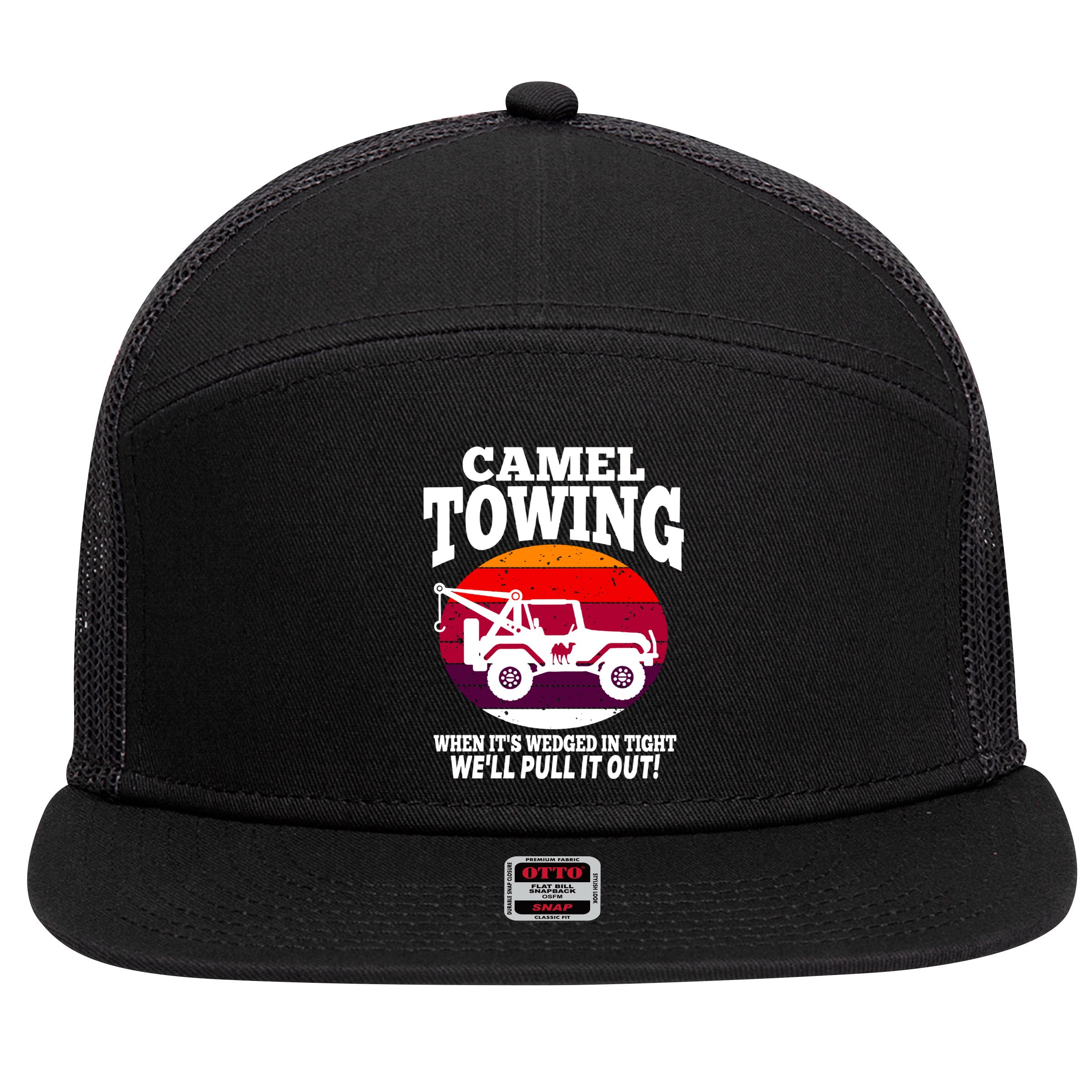 Camel Towing Meaningful Gift Funny Retro Camel Towing Funny Halloween Great Gift 7 Panel Mesh Trucker Snapback Hat