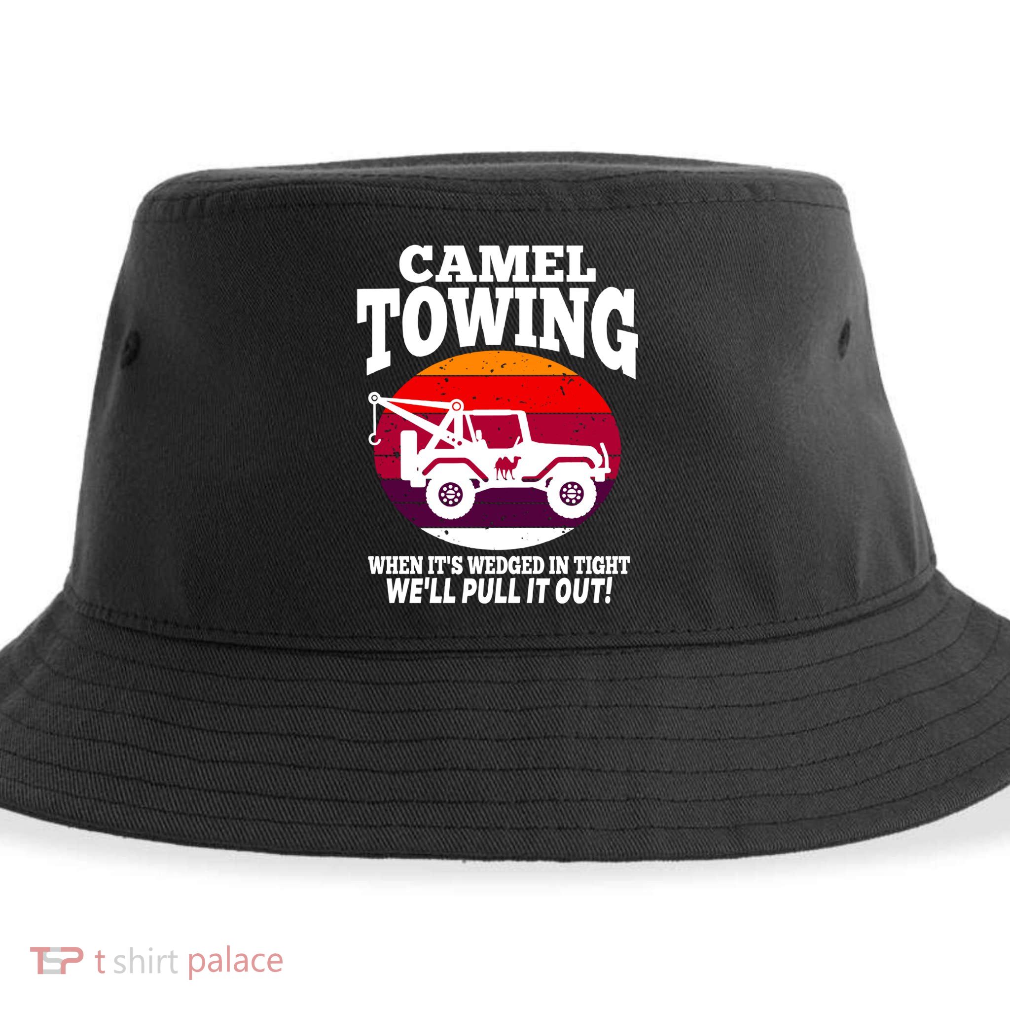 Camel Towing Meaningful Gift Funny Retro Camel Towing Funny Halloween Great Gift Sustainable Bucket Hat