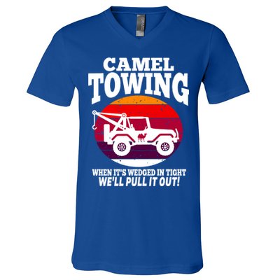 Camel Towing Meaningful Gift Funny Retro Camel Towing Funny Halloween Great Gift V-Neck T-Shirt