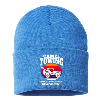 Camel Towing Meaningful Gift Funny Retro Camel Towing Funny Halloween Great Gift Sustainable Knit Beanie