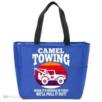 Camel Towing Meaningful Gift Funny Retro Camel Towing Funny Halloween Great Gift Zip Tote Bag