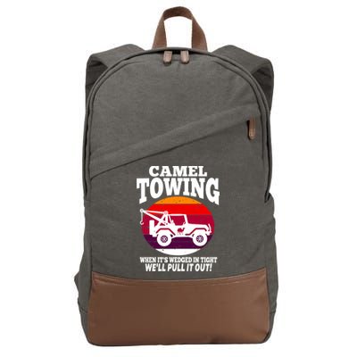 Camel Towing Meaningful Gift Funny Retro Camel Towing Funny Halloween Great Gift Cotton Canvas Backpack