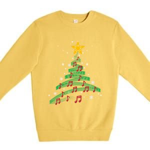 Christmas Tree Music Notes Musical Christmas Carols Songs Gift Premium Crewneck Sweatshirt