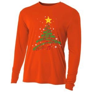 Christmas Tree Music Notes Musical Christmas Carols Songs Gift Cooling Performance Long Sleeve Crew