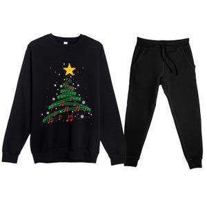 Christmas Tree Music Notes Musical Christmas Carols Songs Gift Premium Crewneck Sweatsuit Set