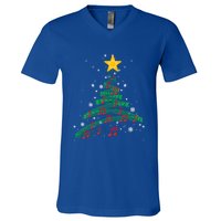 Christmas Tree Music Notes Musical Christmas Carols Songs Gift V-Neck T-Shirt