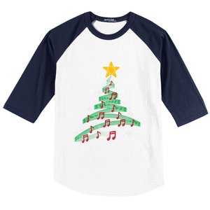 Christmas Tree Music Notes Musical Christmas Carols Songs Gift Baseball Sleeve Shirt