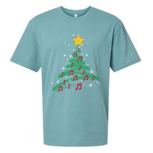 Christmas Tree Music Notes Musical Christmas Carols Songs Gift Sueded Cloud Jersey T-Shirt