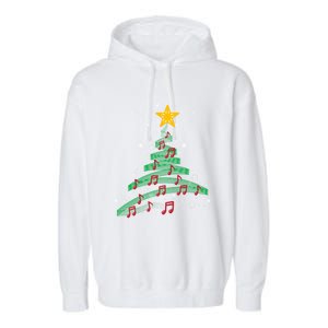 Christmas Tree Music Notes Musical Christmas Carols Songs Gift Garment-Dyed Fleece Hoodie