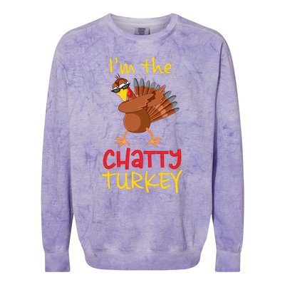 Chatty Turkey Matching Family Group Thanksgiving Party Colorblast Crewneck Sweatshirt