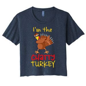 Chatty Turkey Matching Family Group Thanksgiving Party Women's Crop Top Tee