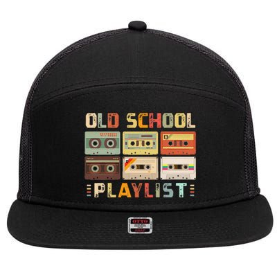 Cassette Tape Music 80s Retro Old School Playlist 7 Panel Mesh Trucker Snapback Hat