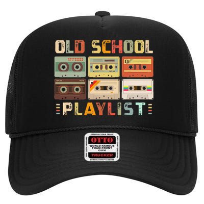 Cassette Tape Music 80s Retro Old School Playlist High Crown Mesh Back Trucker Hat