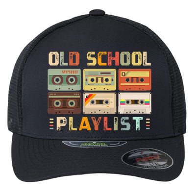 Cassette Tape Music 80s Retro Old School Playlist Flexfit Unipanel Trucker Cap