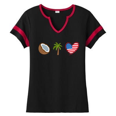 Coconut Tree Meme Patriotic Kamala Statement Usa Democrat Ladies Halftime Notch Neck Tee