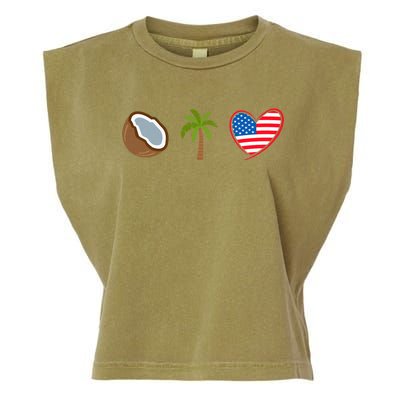 Coconut Tree Meme Patriotic Kamala Statement Usa Democrat Garment-Dyed Women's Muscle Tee