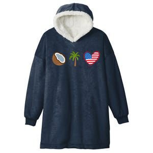 Coconut Tree Meme Patriotic Kamala Statement Usa Democrat Hooded Wearable Blanket