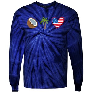 Coconut Tree Meme Patriotic Kamala Statement Usa Democrat Tie-Dye Long Sleeve Shirt