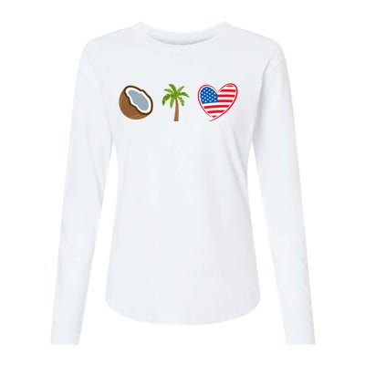 Coconut Tree Meme Patriotic Kamala Statement Usa Democrat Womens Cotton Relaxed Long Sleeve T-Shirt