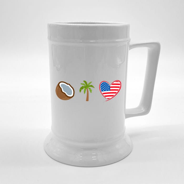 Coconut Tree Meme Patriotic Kamala Statement Usa Democrat Beer Stein