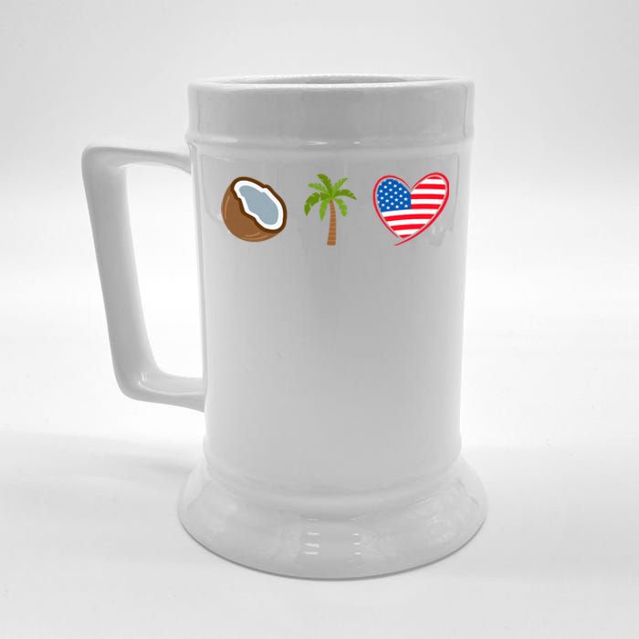 Coconut Tree Meme Patriotic Kamala Statement Usa Democrat Beer Stein