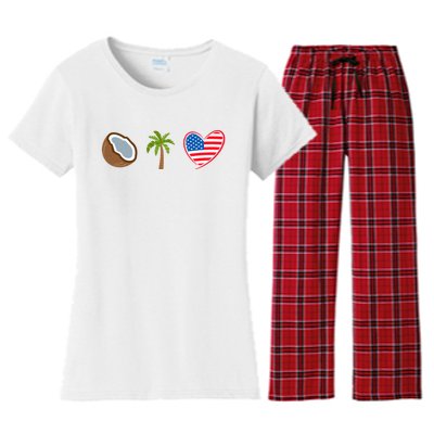 Coconut Tree Meme Patriotic Kamala Statement Usa Democrat Women's Flannel Pajama Set