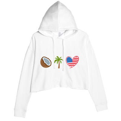 Coconut Tree Meme Patriotic Kamala Statement Usa Democrat Crop Fleece Hoodie