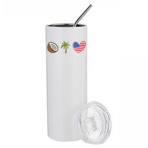 Coconut Tree Meme Patriotic Kamala Statement Usa Democrat Stainless Steel Tumbler