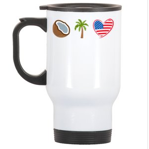 Coconut Tree Meme Patriotic Kamala Statement Usa Democrat Stainless Steel Travel Mug