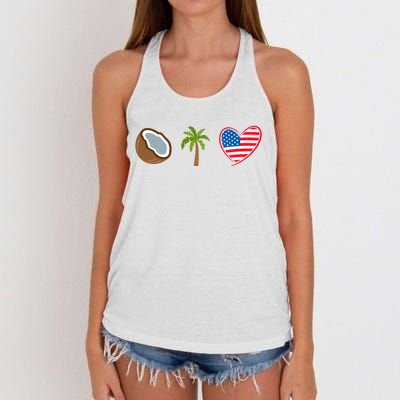 Coconut Tree Meme Patriotic Kamala Statement Usa Democrat Women's Knotted Racerback Tank