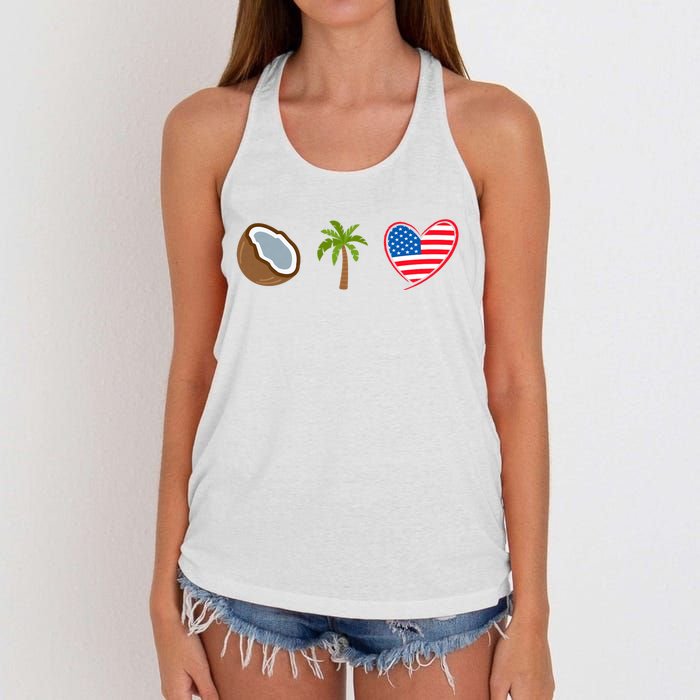 Coconut Tree Meme Patriotic Kamala Statement Usa Democrat Women's Knotted Racerback Tank