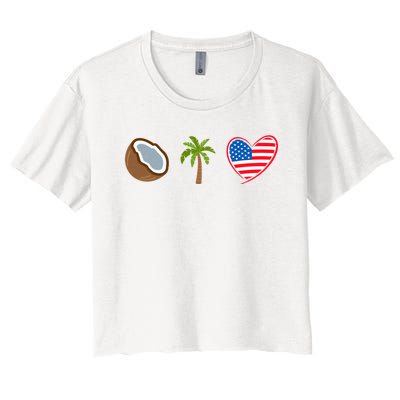 Coconut Tree Meme Patriotic Kamala Statement Usa Democrat Women's Crop Top Tee