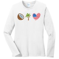 Coconut Tree Meme Patriotic Kamala Statement Usa Democrat Ladies Long Sleeve Shirt