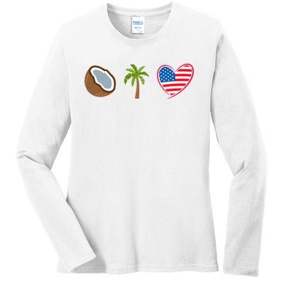 Coconut Tree Meme Patriotic Kamala Statement Usa Democrat Ladies Long Sleeve Shirt