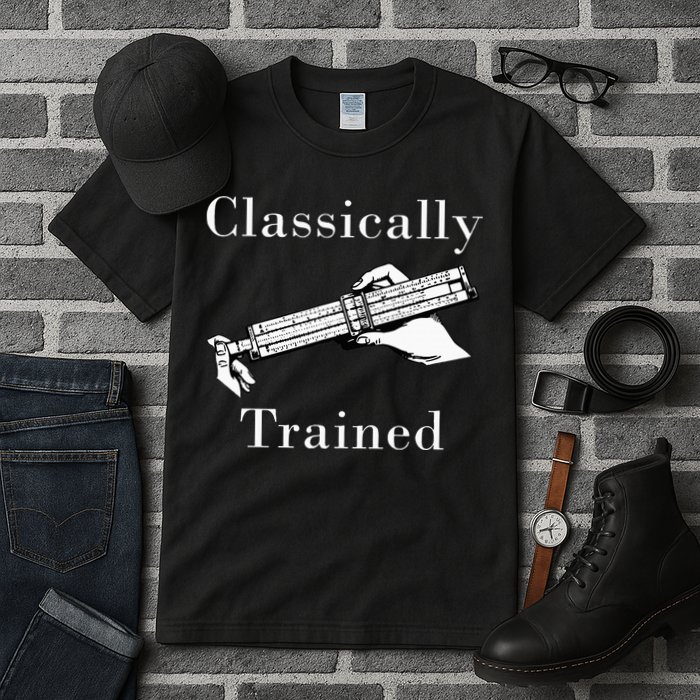 Classically Trained Mechanical Analog Calculator Slide Rule Tall T-Shirt