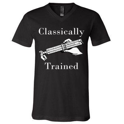 Classically Trained Mechanical Analog Calculator Slide Rule V-Neck T-Shirt