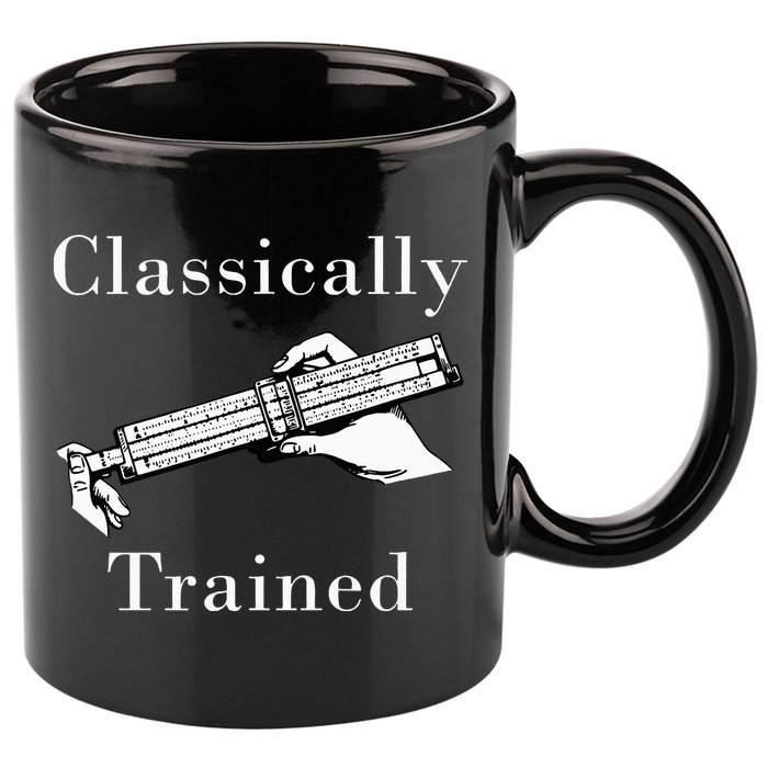 Classically Trained Mechanical Analog Calculator Slide Rule 11oz C Handle Ceramic Mug