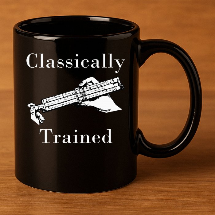 Classically Trained Mechanical Analog Calculator Slide Rule 11oz C Handle Ceramic Mug