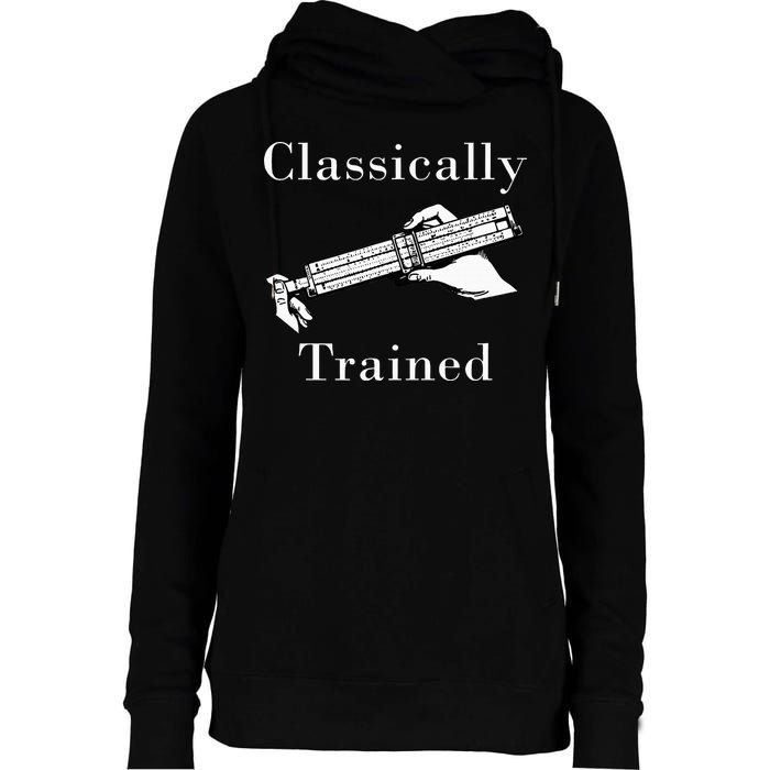 Classically Trained Mechanical Analog Calculator Slide Rule Womens Funnel Neck Pullover Hood