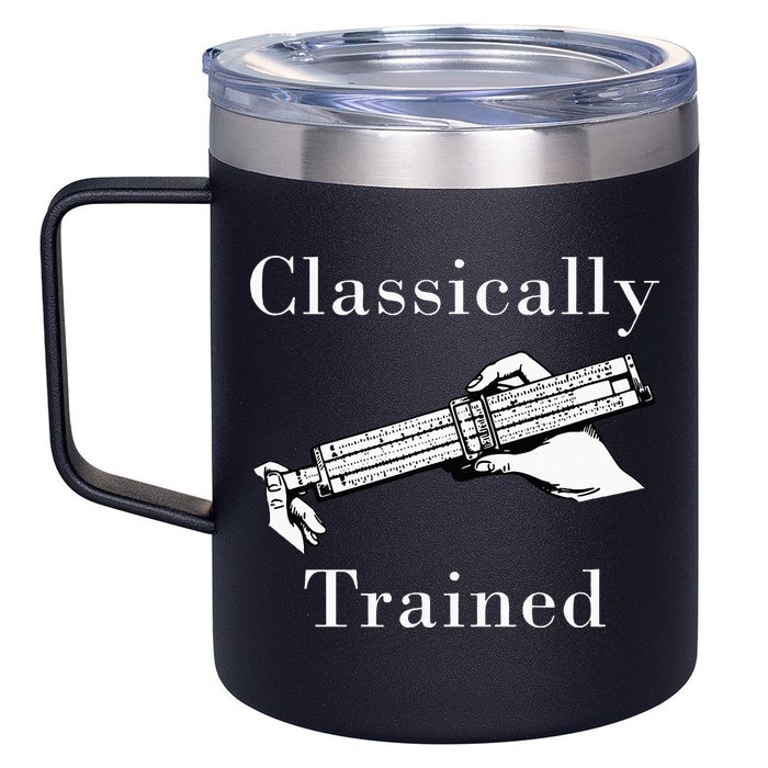 Classically Trained Mechanical Analog Calculator Slide Rule 12oz Stainless Steel Coffee Mug