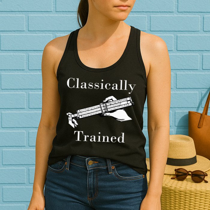 Classically Trained Mechanical Analog Calculator Slide Rule Womens Tank Top