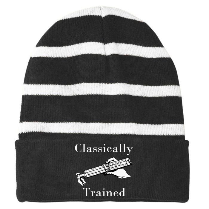 Classically Trained Mechanical Analog Calculator Slide Rule Striped Beanie with Solid Band