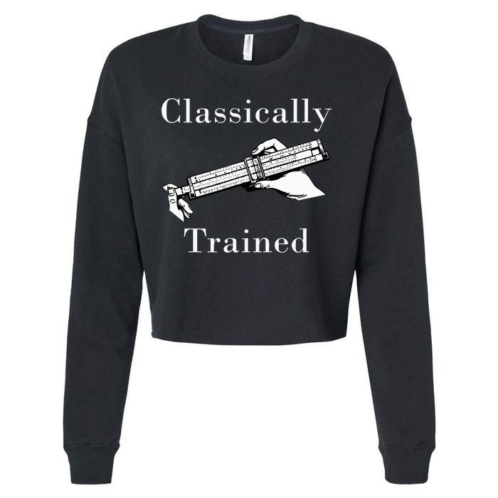 Classically Trained Mechanical Analog Calculator Slide Rule Cropped Pullover Crew