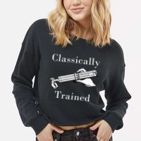 Classically Trained Mechanical Analog Calculator Slide Rule Cropped Pullover Crew