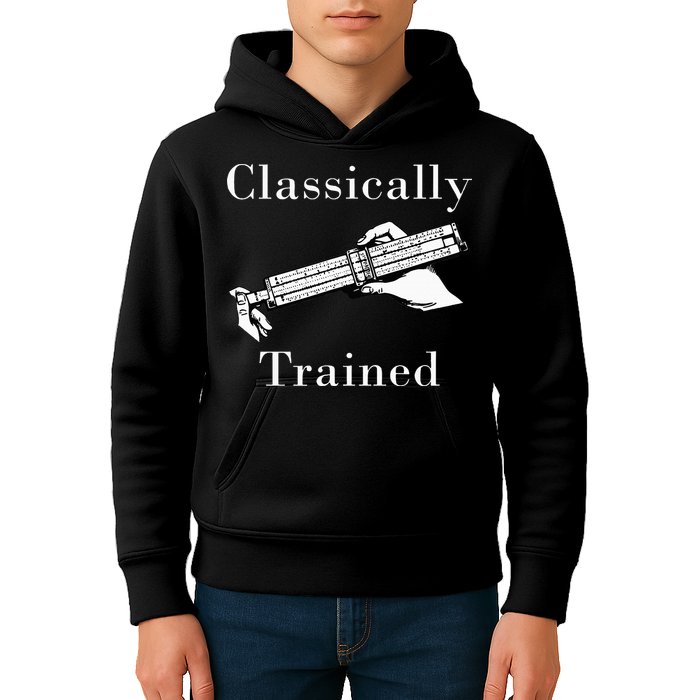 Classically Trained Mechanical Analog Calculator Slide Rule Kids Hoodie