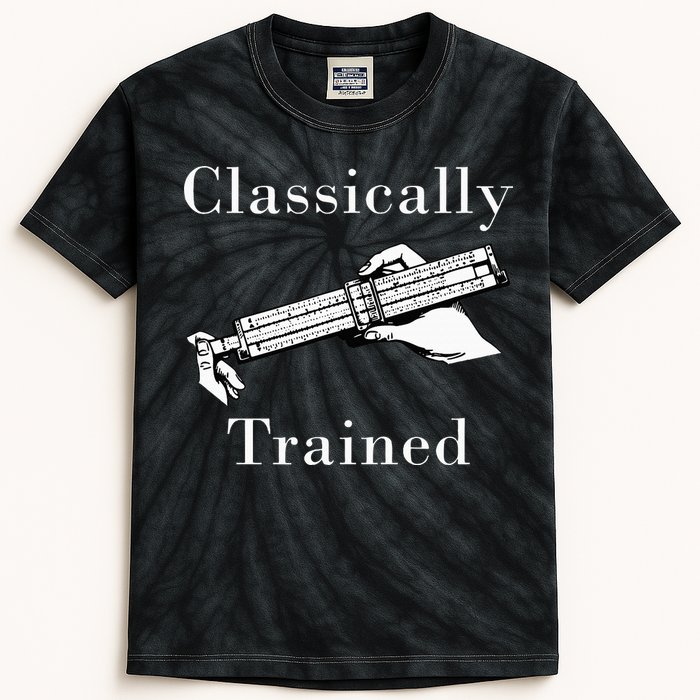 Classically Trained Mechanical Analog Calculator Slide Rule Kids Tie-Dye T-Shirt