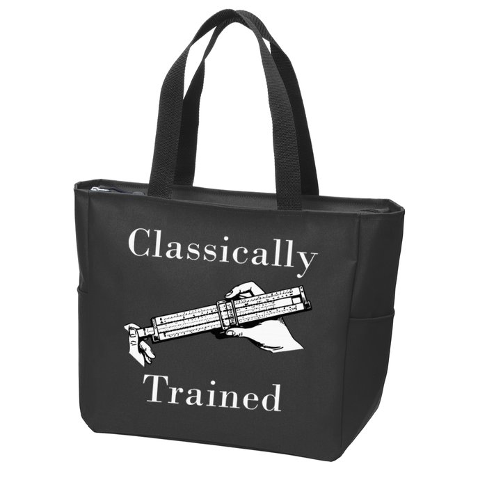 Classically Trained Mechanical Analog Calculator Slide Rule Zip Tote Bag