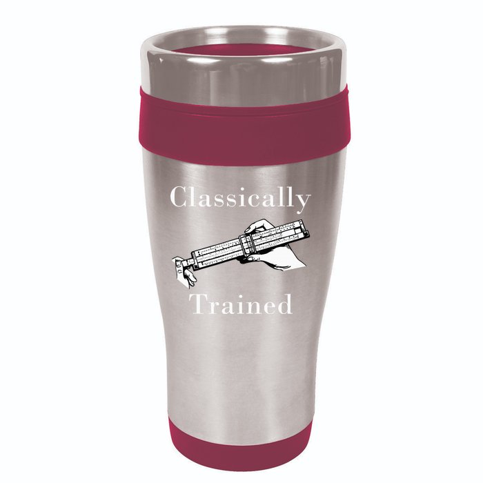 Classically Trained Mechanical Analog Calculator Slide Rule 16oz Travel Tumbler