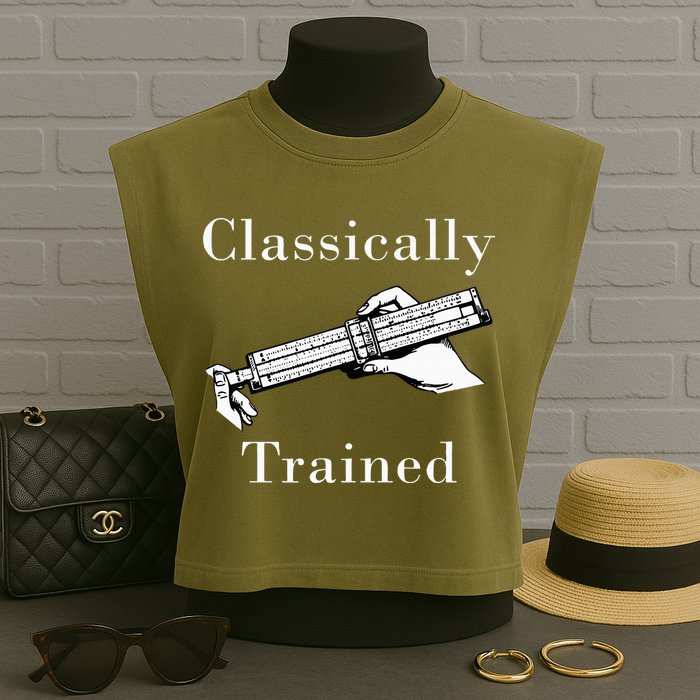 Classically Trained Mechanical Analog Calculator Slide Rule Garment-Dyed Women's Muscle Tee
